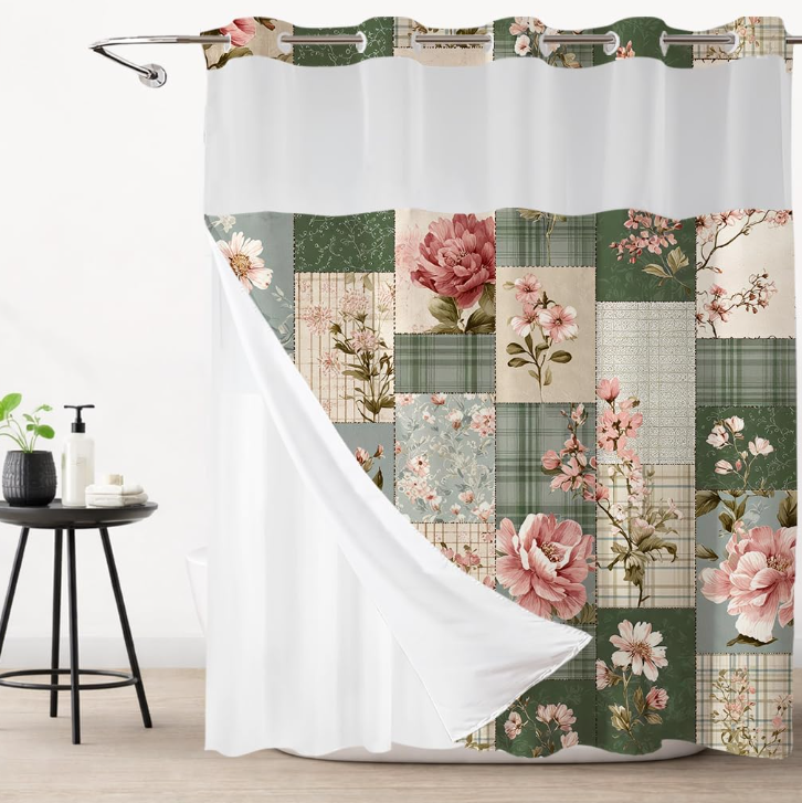 Vintage Patchwork Floral Hookless Shower Curtain