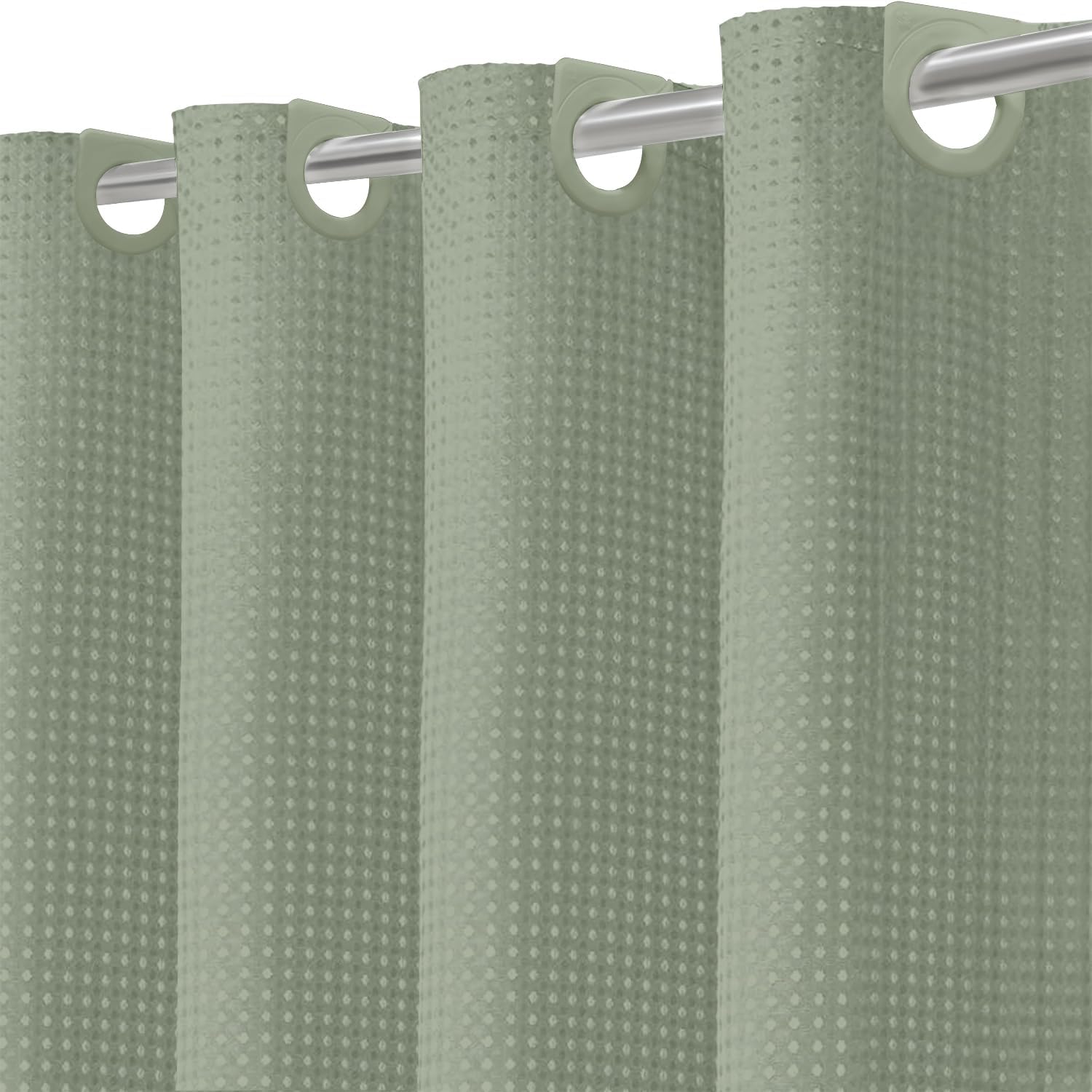 Hookless Shower Curtain with Detachable Snap-In Liner – Waffle-Weave Polyester