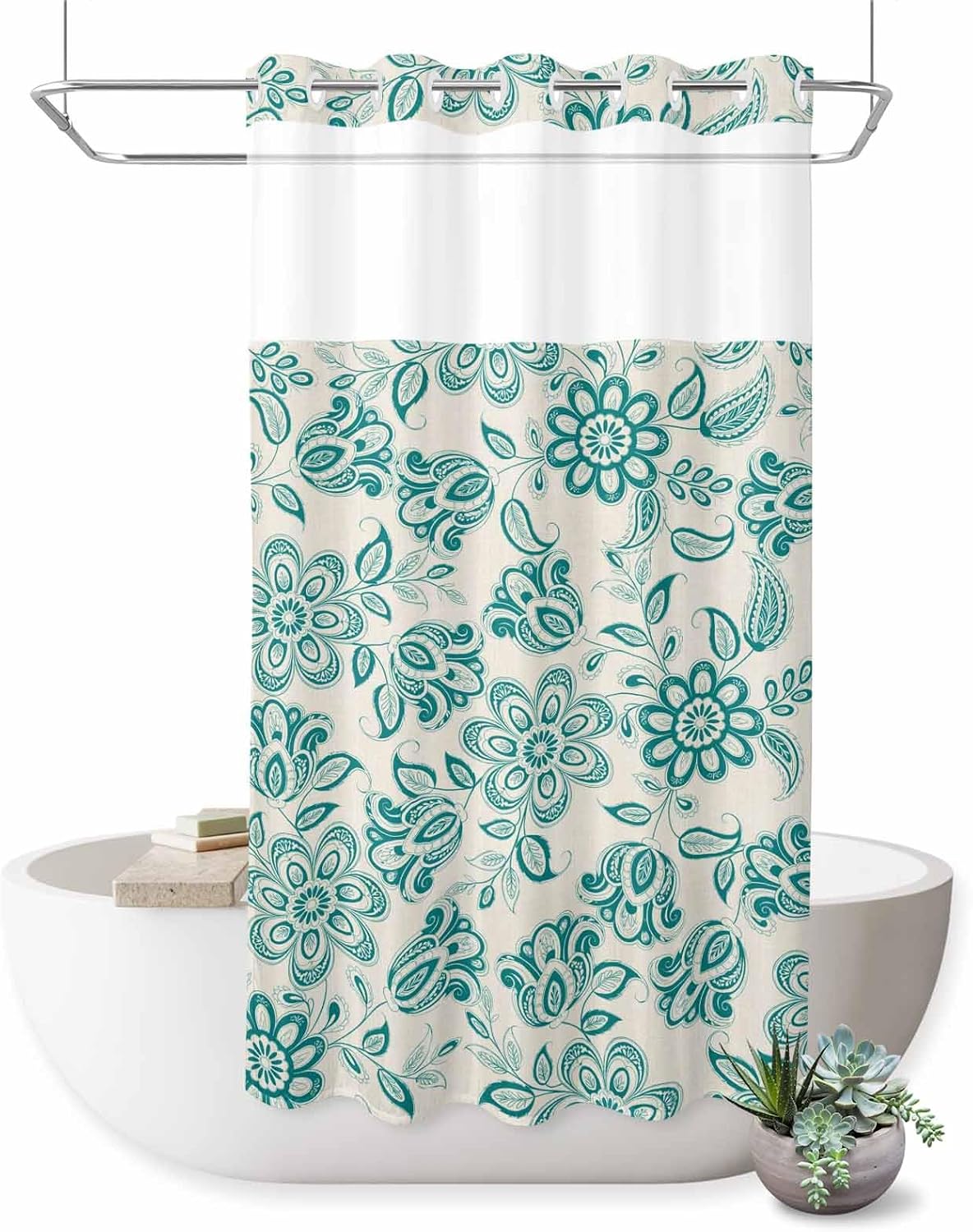 Vintage Floral Hookless Shower Curtain