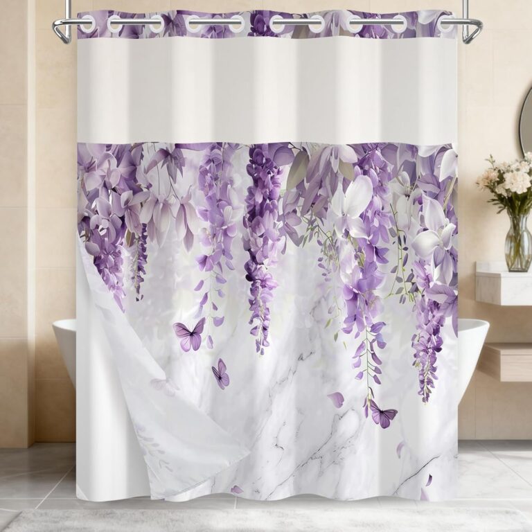 Wisteria Print Hookless Shower Curtain